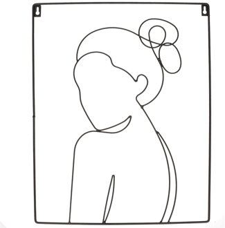 Mica Decorations Line art wanddecoratie - metaal - vrouw - L40 x H50cm