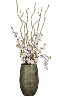 Mica Decorations Mica Bloemenvaas Madeira - hoog model - groen - terracotta - 50 x 30 cm - schubbenpatroon