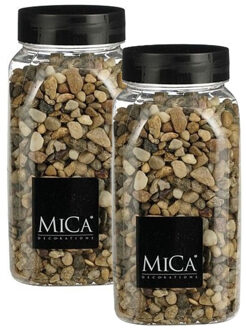 Mica Decorations Mica Decoratie/hobby mini korrels/steentjes - 2x - bruin mix - 650 ml - Decoratie materialen