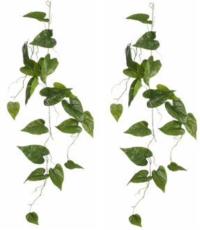 Mica Decorations Mica Decoration kunstplant slinger Philodendron - 2x - groen - 115 cm - Kamerplant snoer