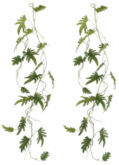 Mica Decorations Mica Decoration kunstplant slinger Philodendron Xanadu - 2x - groen - 115 cm - Kamerplant snoer
