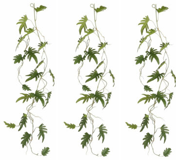 Mica Decorations Mica Decoration kunstplant slinger Philodendron Xanadu - 3x - groen - 115 cm - Kamerplant snoer