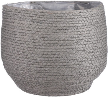 Mica Decorations Naturel Grijs Rotan Planten Pot Mand Van Gedraaid Jute/riet H24 En D26 Cm - Plantenpotten