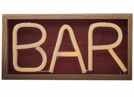 Mica Decorations Neon led verlicht kroeg/pub/bar bord BAR 30 cm - Feestdecoratieborden Multikleur