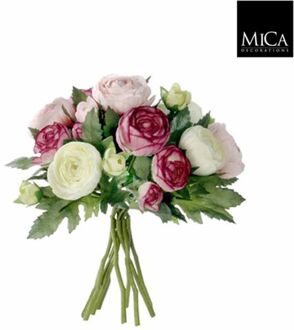 Mica Decorations Nep planten roze Ranunculus ranonkel kunstbloemen 22 cm decoratie - Kunstbloemen