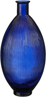 Mica Decorations ovaal vaas - Firenza - donker blauw- gerecycled glas - 29 x 59 cm