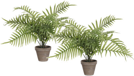 Mica Decorations Palm kunstplant/struik - 2x - groen - H53 x D45 cm - Kunstplanten