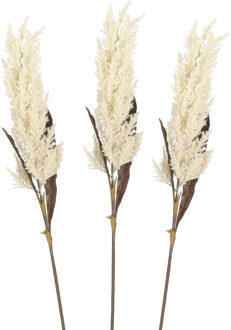 Mica Decorations Pampasgras pluim losse steel/tak - 3x - creme wit - 88 cm - Decoratie kunst graspluimen