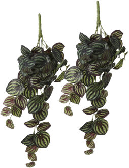 Mica Decorations Peperomia kunstplant - 2x - hangplant - 58 x 14 cm - Kamer/kantoor planten