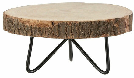 Mica Decorations Pia Plant verhoger - hout - met metalen poten - H14 x D29 cm