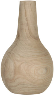 Mica Decorations Pia Vaas - H28 x Ø16 cm - Paulownia Hout - Lichtbruin