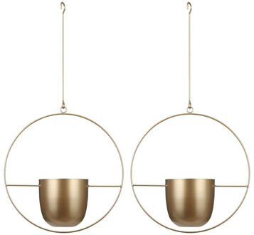 Mica Decorations Plantenpot - 2x - IJzer - industrieel goud - L34 x W14 x H65 cm