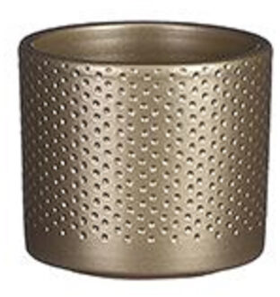 Mica Decorations Plantenpot - 2x stuks - goud - keramiek - D10 x H9 cm - bloempot binnen