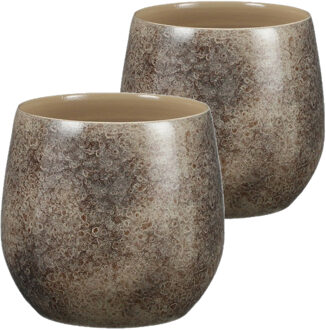 Mica Decorations Plantenpot - 2x - terracotta - natuur bruin - 24 x 22 cm - bloempot
