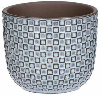 Mica Decorations Plantenpot - blauw - keramiek - D11xH9 cm - bloempot