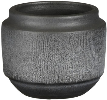 Mica Decorations Plantenpot/bloempot Aveiro terracotta zwart met relief patroon - D15/H13 cm