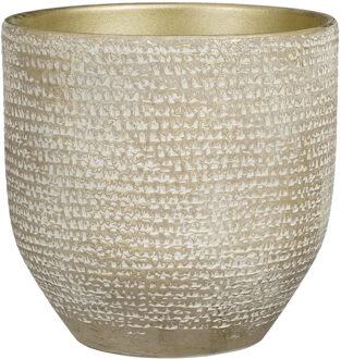 Mica Decorations Plantenpot/bloempot Carrie terracotta champagne met flakes patroon - D24/H22 cm