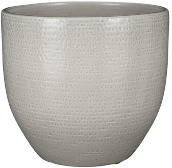 Mica Decorations Plantenpot/bloempot Carrie terracotta lichtgrijs met flakes patroon - 29x26 cm