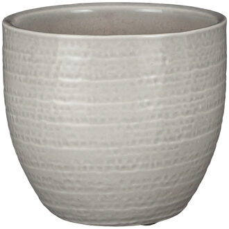 Mica Decorations Plantenpot/bloempot Carrie terracotta lichtgrijs met flakes patroon - D16/H14 cm