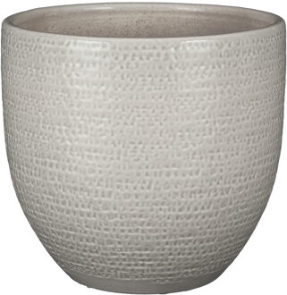 Mica Decorations Plantenpot/bloempot Carrie terracotta lichtgrijs met flakes patroon - D24/H22 cm