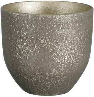 Mica Decorations Plantenpot/bloempot Carrie terracotta zwart met flakes patroon - D20/H18 cm