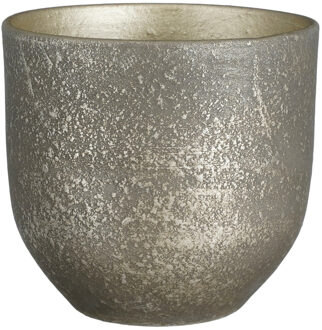 Mica Decorations Plantenpot/bloempot Carrie terracotta zwart met flakes patroon - D24/H22 cm