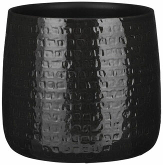 Mica Decorations Plantenpot|bloempot - Keramiek zwart - D28|H23 cm
