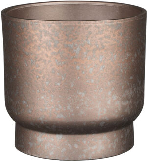 Mica Decorations Plantenpot/bloempot Sintra terracotta koper met flakes patroon - D22/H20 cm