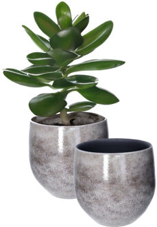 Mica Decorations Plantenpot/bloempot terracotta - 2x - grijs - D33 x H31 cm - binnen