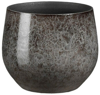 Mica Decorations Plantenpot/bloempot terracotta - antraciet - D19 x H17 cm - binnen