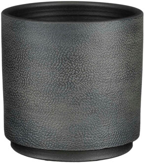 Mica Decorations Plantenpot/bloempot terracotta zwart met modern patroon - D22/H21 cm