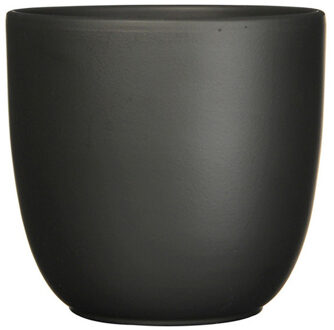 Mica Decorations Plantenpot/bloempot Tusca - Zwart - keramiek - mat - D13.5/H13 cm