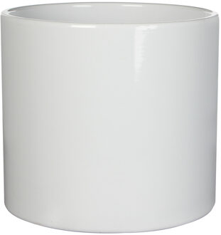 Mica Decorations Plantenpot/bloempot - wit - H21.5 x D23 cm - keramiek - glans - voor kamerplant