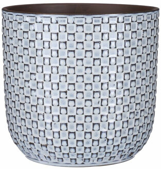 Mica Decorations Plantenpot - keramiek - blauw - 21 x 20 cm