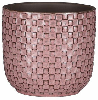 Mica Decorations Plantenpot - keramiek - roze - 12 x 11 cm - Plantenpotten