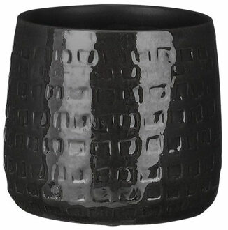 Mica Decorations Plantenpot - keramiek - zwart - 15 x H13 cm