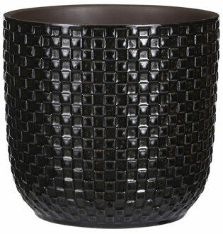 Mica Decorations Plantenpot - Keramiek zwart - 19 x 17,5 cm