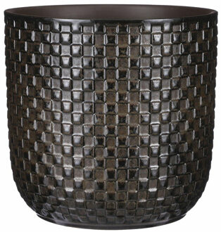 Mica Decorations Plantenpot - Keramiek zwart - 21,5 x 20,5 cm