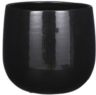 Mica Decorations Plantenpot - keramiek - zwart glans - D25|H20 cm