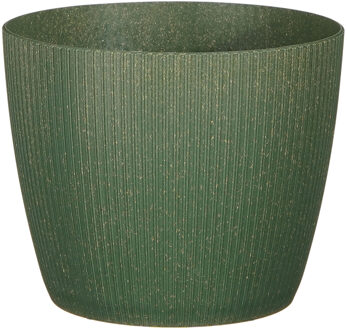 Mica Decorations Plantenpot - kunststof - donkergroen - ribbels - 17,5x15cm