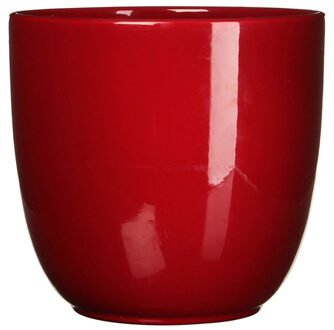 Mica Decorations Plantenpot - rood - glans - keramiek - 12 x 11 cm - Plantenpotten