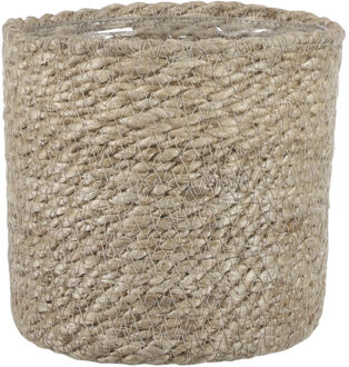 Mica Decorations Plantenpot - rotan - bruin - plantenmand - 14x14cm