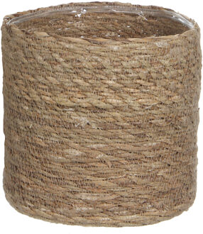 Mica Decorations Plantenpot - rotan - bruin - plantenmand - 18cm