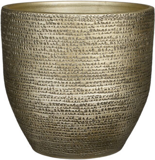 Mica Decorations Plantenpot - terracotta - goud - flakes - 35x32cm