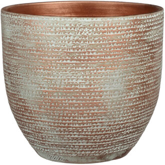 Mica Decorations Plantenpot - terracotta - koper met wit - D29|H26 cm