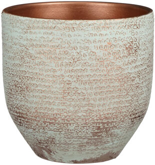 Mica Decorations Plantenpot - terracotta - koper|wit - D24|H22 cm