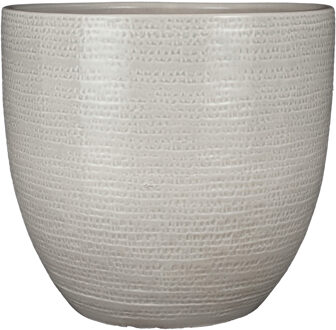 Mica Decorations Plantenpot - terracotta - lichtgrijs flakes relief- D35/H32 cm