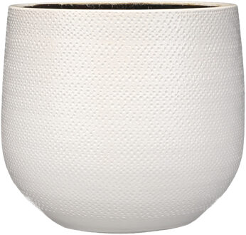 Mica Decorations Plantenpot - wit - geribbeld - keramiek - 25x29cm