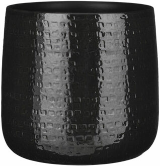 Mica Decorations Plantenpot - zwart - D32 x H30 cm - keramiek - bloempot