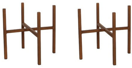 Mica Decorations Plantenstandaard - 2x - roestbruin - H25 x B24 cm - metaal - Plantenpot/bloempot verhoger